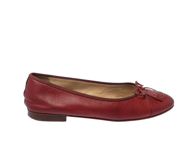 Chanel Chanel CC Bow Cap Toe Flats Red - view 1