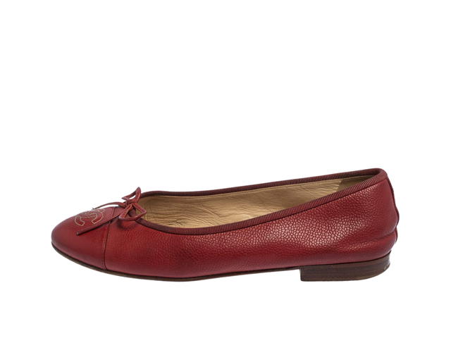 Chanel Chanel CC Bow Cap Toe Flats Red - view 2