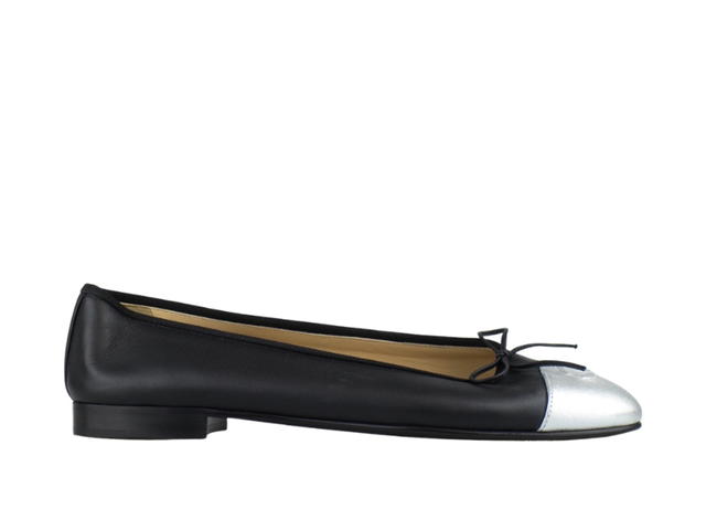 Chanel Chanel Leather Ballerina Flats Black Silver - view 1