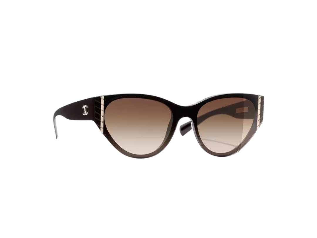 Chanel Chanel Oval Sunglasses In Dark Brown Frame With Brown Gradient Lenses