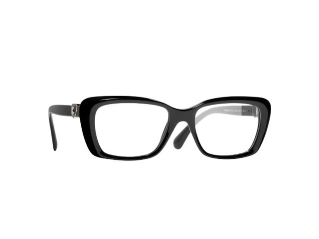 Chanel Chanel Rectangle Eyeglasses In Black Acetate With Clear Lens - view 1