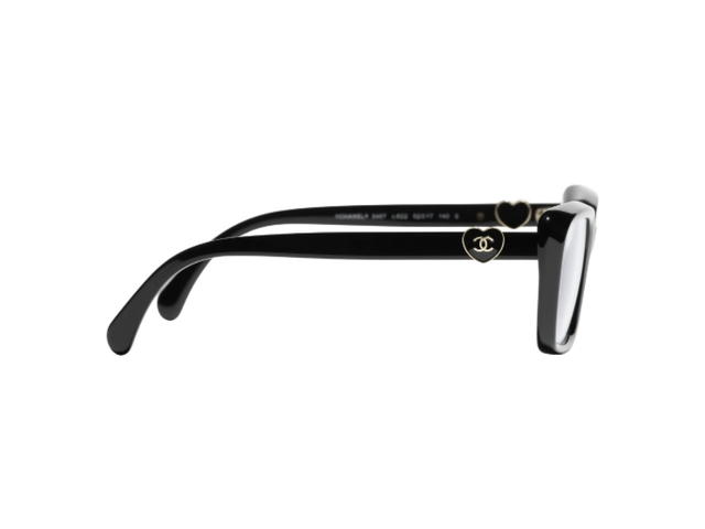 Chanel Chanel Rectangle Eyeglasses In Black Acetate With Clear Lens - view 3
