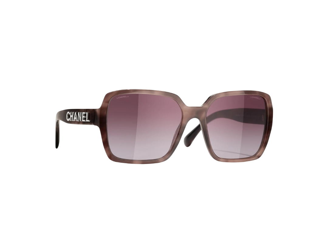 Chanel Chanel Square Sunglasses In Burgundy Frame With Pink Tortoise Lenses
