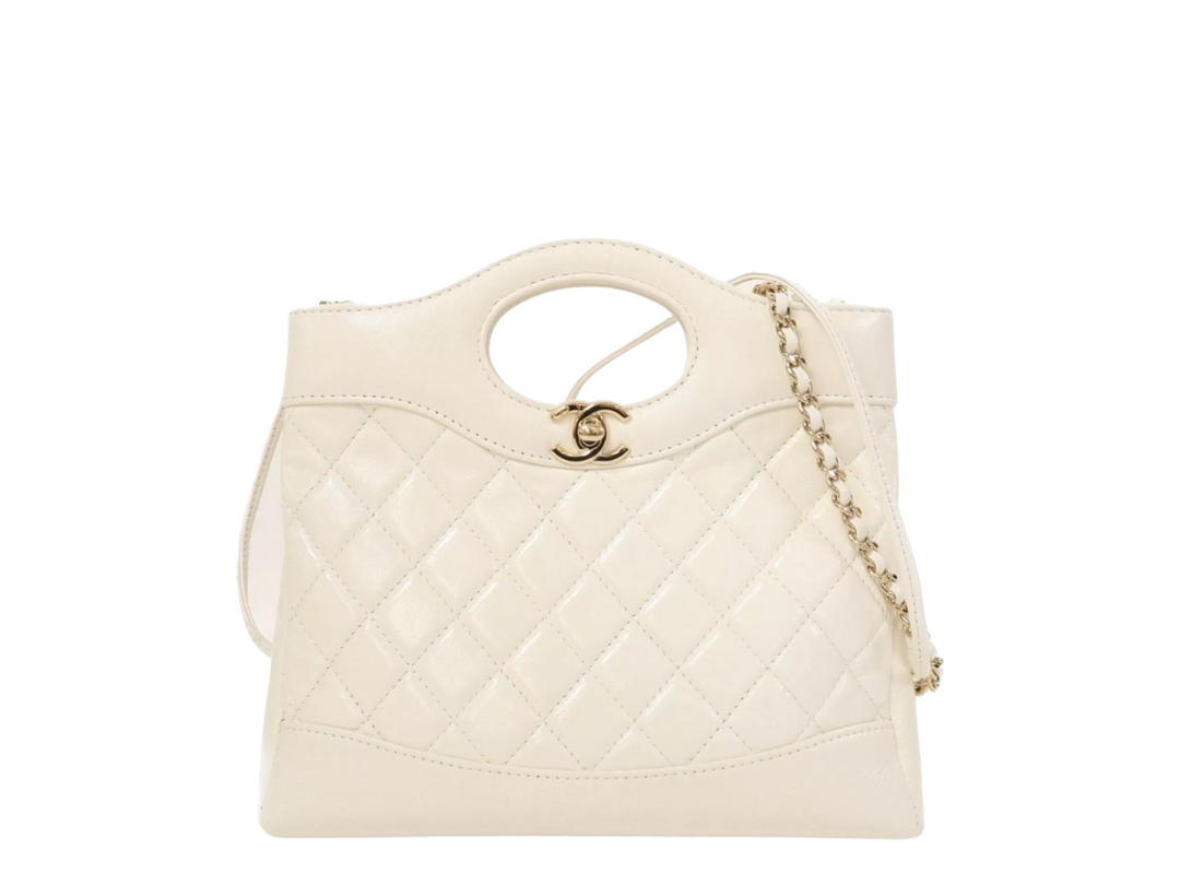 Chanel Chanel Chanel 31 In Calfskin Suede And Lambskin With Gold-Tone Metal Hardware White