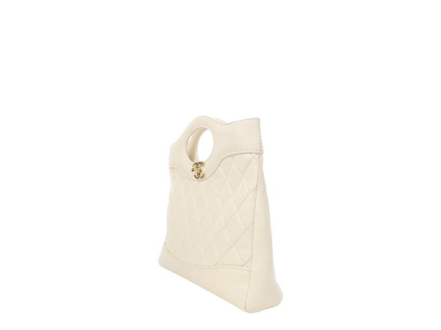 Chanel Chanel Chanel 31 In Calfskin Suede And Lambskin With Gold-Tone Metal Hardware White - view 3