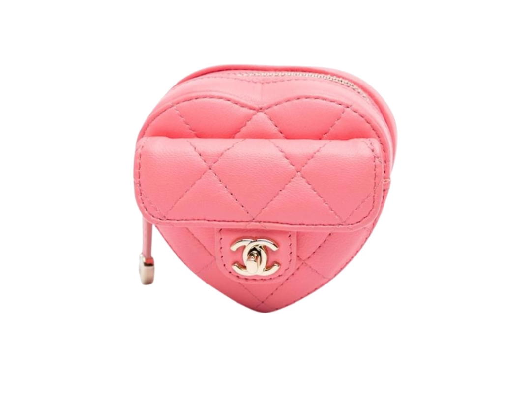 Chanel Chanel CC In Love Heart Zipped Arm Coin Purse Pink