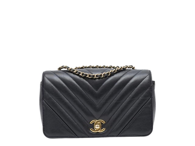 Chanel Chanel Chevron Single Flap Handbag Dark Blue - view 1