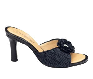 Buy Chanel Camellia Raffia Heels Navy at Sasom – Authentic and Ready to Ship