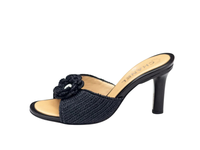 Chanel Chanel Camellia Raffia Heels Navy - view 2