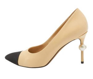 Buy Chanel Faux Pearl Cap Toe Pointed Toe Pumps Beige Black at Sasom – Authentic and Ready to Ship