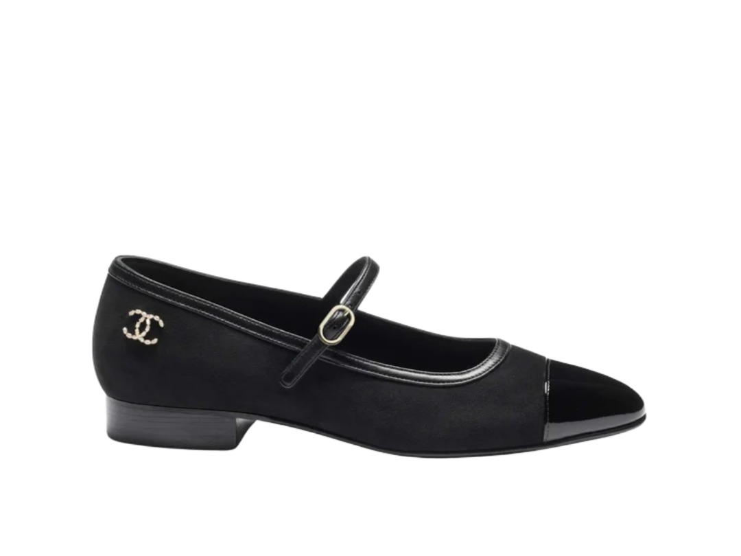 Chanel Chanel Mary Janes Suede Kidskin Lambskin Patent and Calfskin Black (Women's))