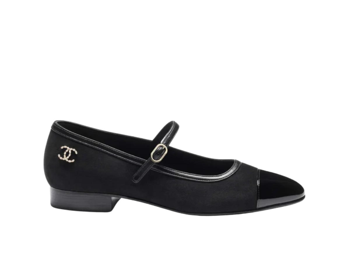 Chanel Chanel Mary Janes Suede Kidskin Lambskin Patent and Calfskin Black (Women's))