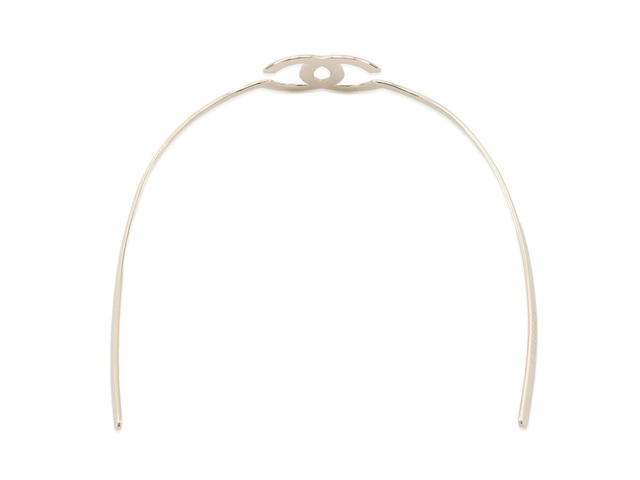 Chanel Chanel CC Logo Metal Hairband in Champagne Gold - view 2