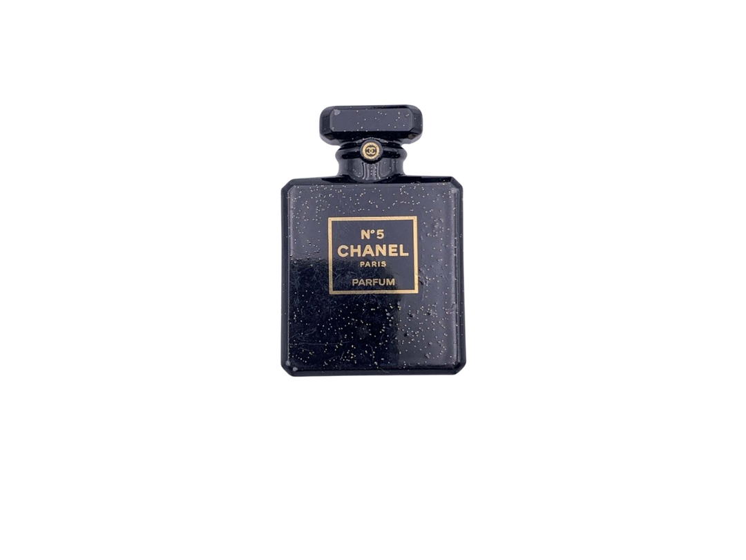 Chanel Chanel Brooch In Number 5 Perfume Bottle Shape-Rouge Texture Gold-Black