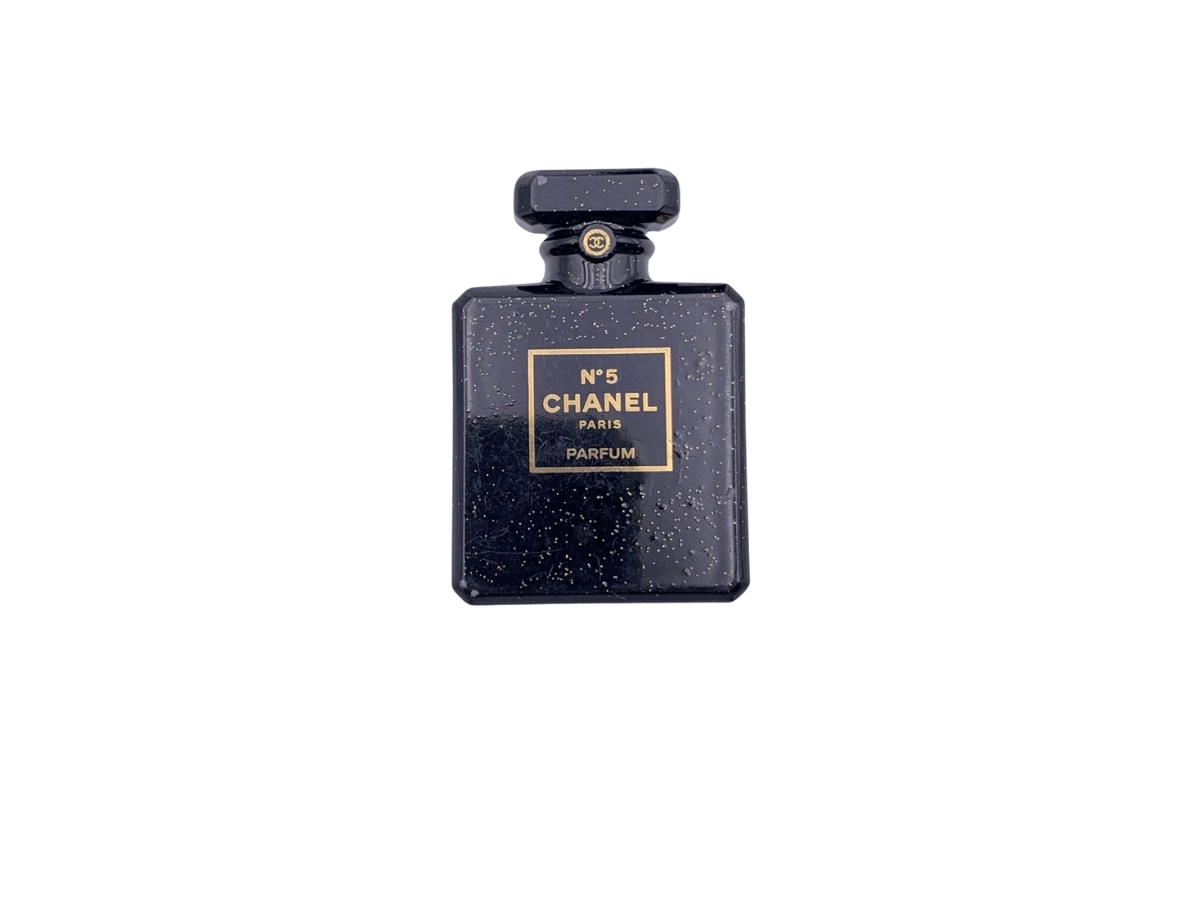 Chanel Chanel Brooch In Number 5 Perfume Bottle Shape-Rouge Texture Gold-Black