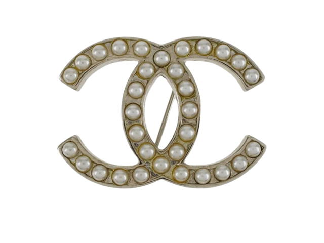 Chanel Chanel CC Brooch In Metal and Glass Pearl With Silver-Tone Hardware - view 1