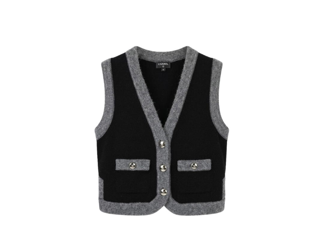Chanel Chanel Cashmere Short 21B Vest Black Blue
