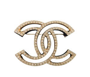 Buy Chanel CC Logo Gold Crystals Brooch Silver at Sasom – Authentic and Ready to Ship