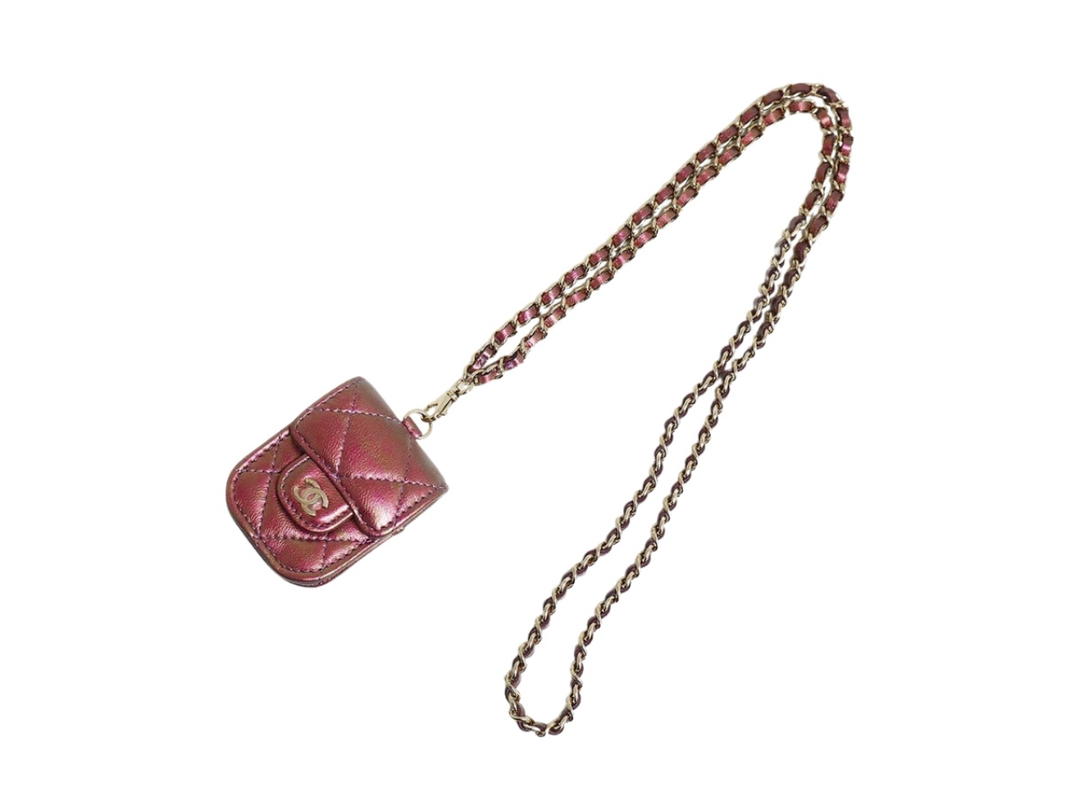 Chanel Chanel Matelasse AirPods Pro Case Iridescent Lambskin Metallic Purple