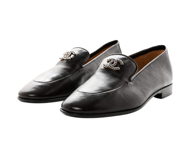 Chanel Chanel Cc Loafers Shiny Calfskin Dark Brown - view 3