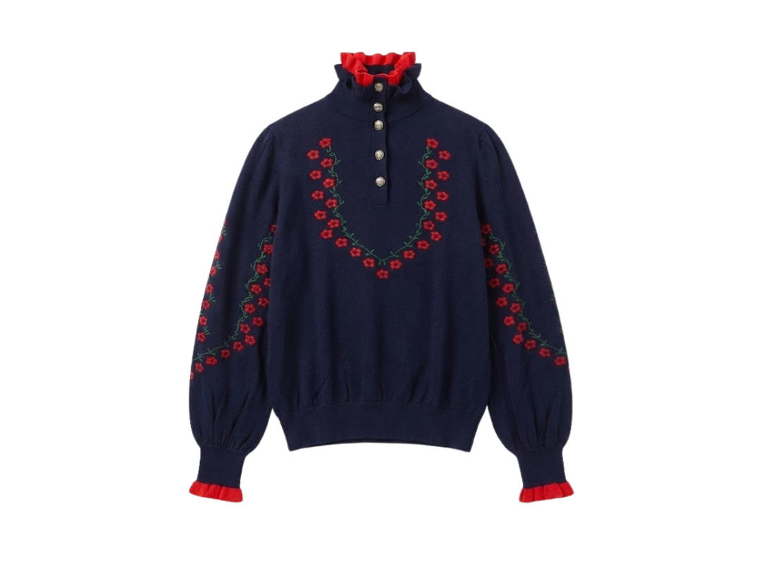 Chanel Chanel Sweater with Red Floral Navy
