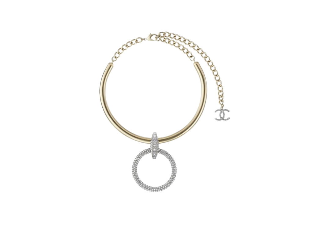 Chanel Chanel Crystal CC Choker Necklace In Crystal With Gold Hardware