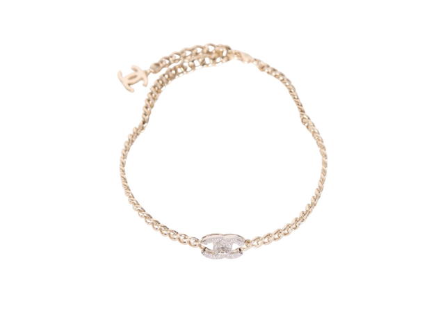 Chanel Chanel CC Crystal Turn Lock Chain Choker Necklace In Gold Metal With Gold Hardware - view 1