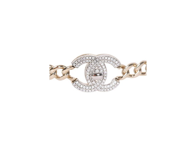 Chanel Chanel CC Crystal Turn Lock Chain Choker Necklace In Gold Metal With Gold Hardware - view 2
