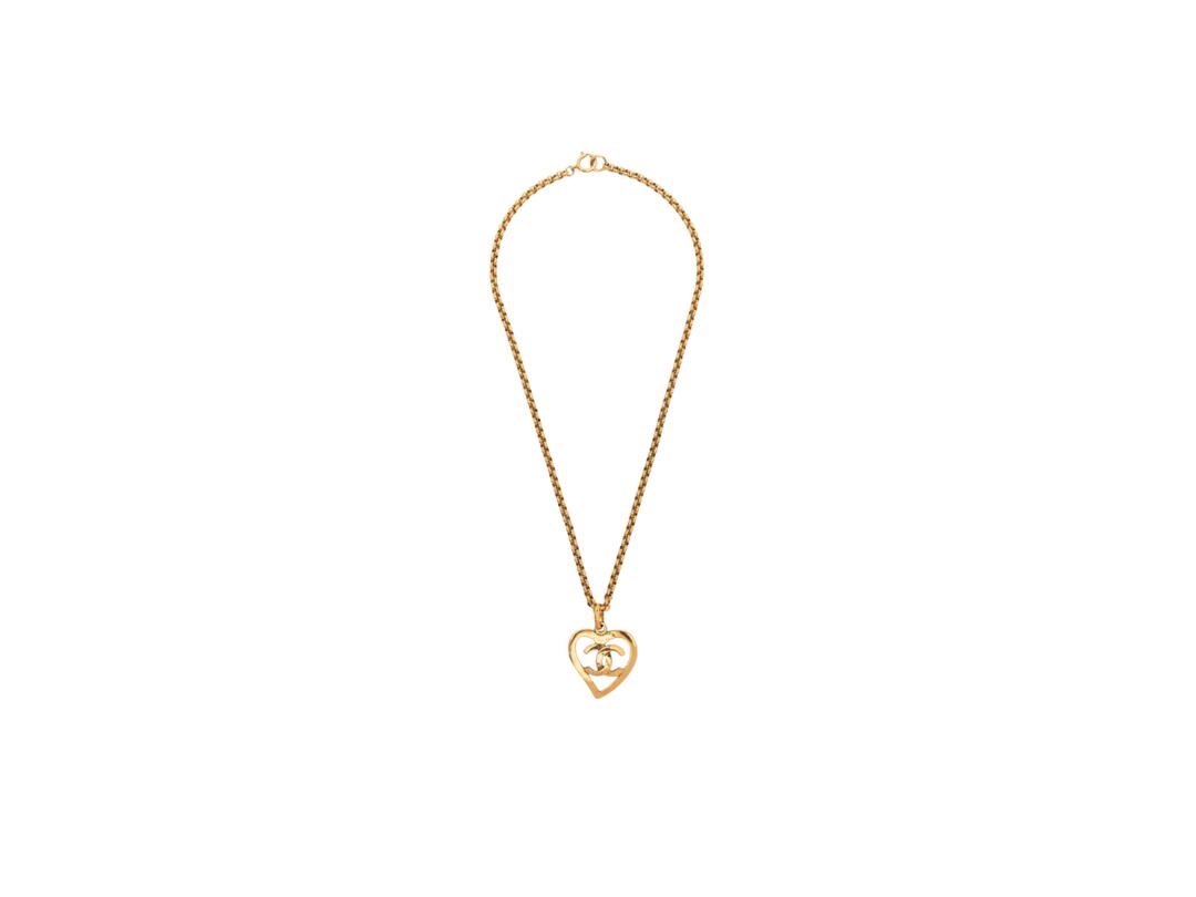 Chanel Chanel CC Logos Heart Gold Plated Chain Necklace