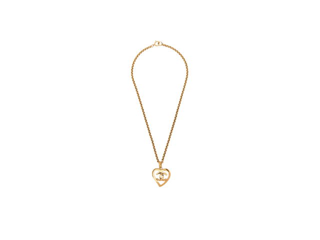 Chanel Chanel CC Logos Heart Gold Plated Chain Necklace - view 1