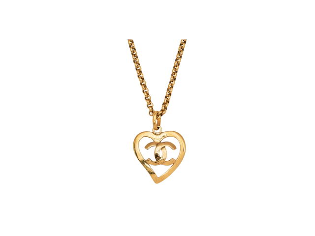 Chanel Chanel CC Logos Heart Gold Plated Chain Necklace - view 2