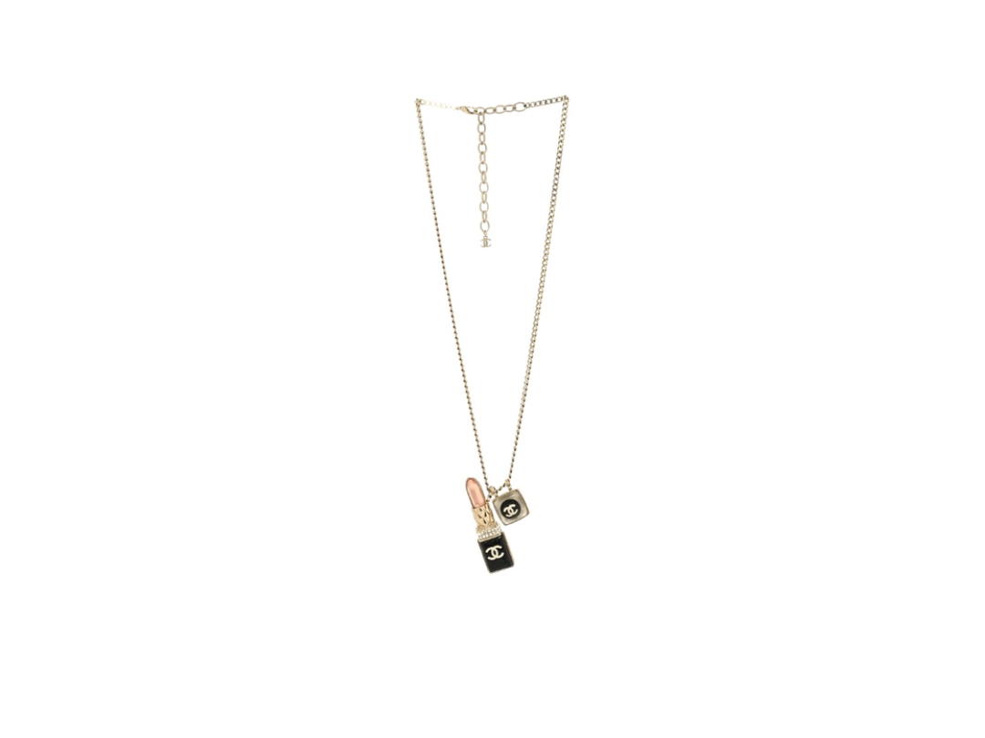 Chanel Chanel Lipstick Pendant Necklace In Pink Gold Metal Strass Pearl
