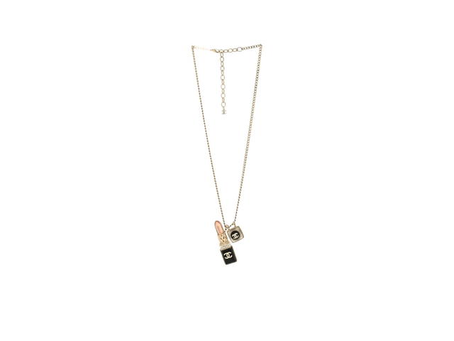 Chanel Chanel Lipstick Pendant Necklace In Pink Gold Metal Strass Pearl - view 1