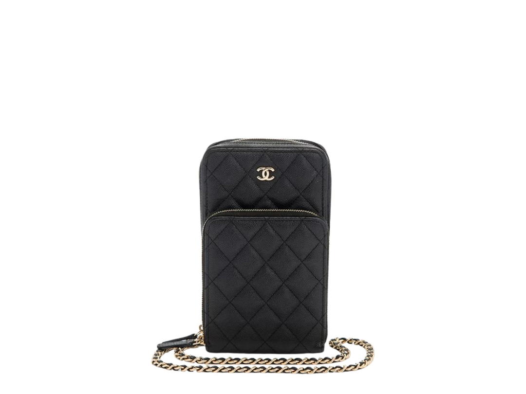 Chanel Chanel Phone Case In Caviar Leather With Gold Hardware Black