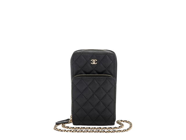 Chanel Chanel Phone Case In Caviar Leather With Gold Hardware Black - view 1