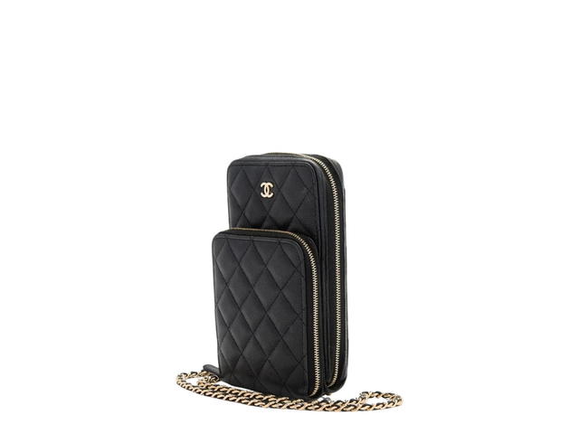 Chanel Chanel Phone Case In Caviar Leather With Gold Hardware Black - view 2