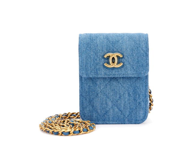 Chanel Chanel Quilted Denim Phone Holder Blue - view 1