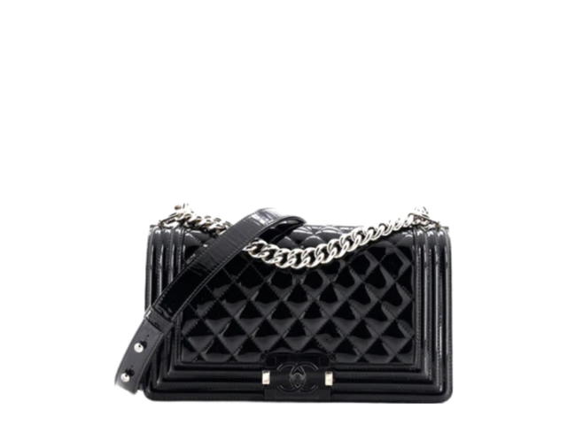 Chanel Chanel Boy Flap Bag Quilted Plexiglass Patent Old Medium Black - view 1