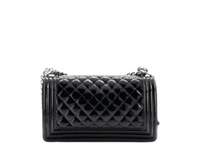 Chanel Chanel Boy Flap Bag Quilted Plexiglass Patent Old Medium Black - view 2