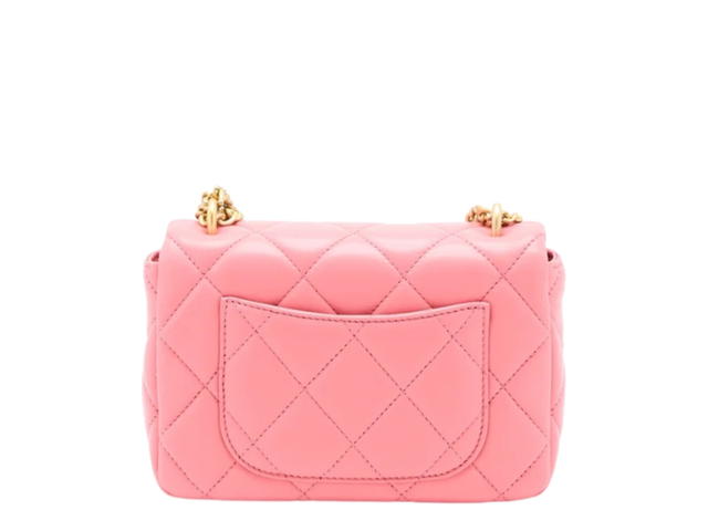 Chanel Chanel 22P Mini Square Flap Bag In Pink Lambskin And Enamel With Gold Hardware - view 2
