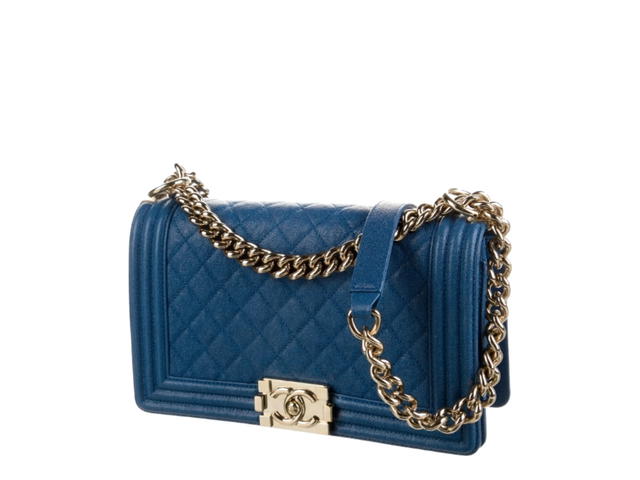Chanel Chanel Boy Bag In Blue Leather With Gold-Tone Hardware - view 2