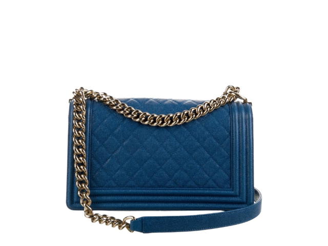 Chanel Chanel Boy Bag In Blue Leather With Gold-Tone Hardware - view 3