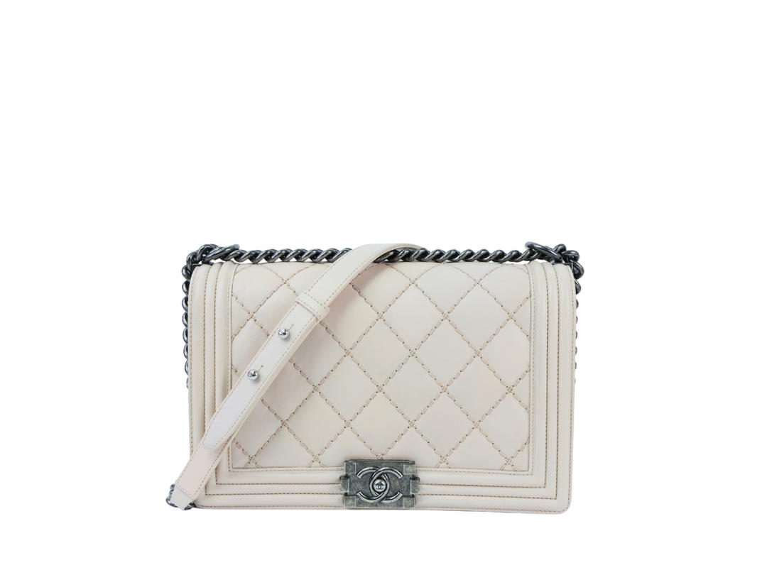 Chanel Chanel Boy Large Calfskin Beige