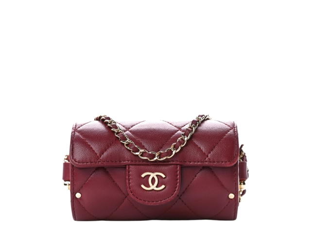 Chanel Chanel Box Of Secrets Card Holder With Chain Burgundy - view 1