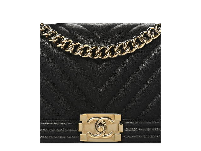 Chanel Chanel Caviar Chevron Quilted Medium Boy Flap Black - view 4