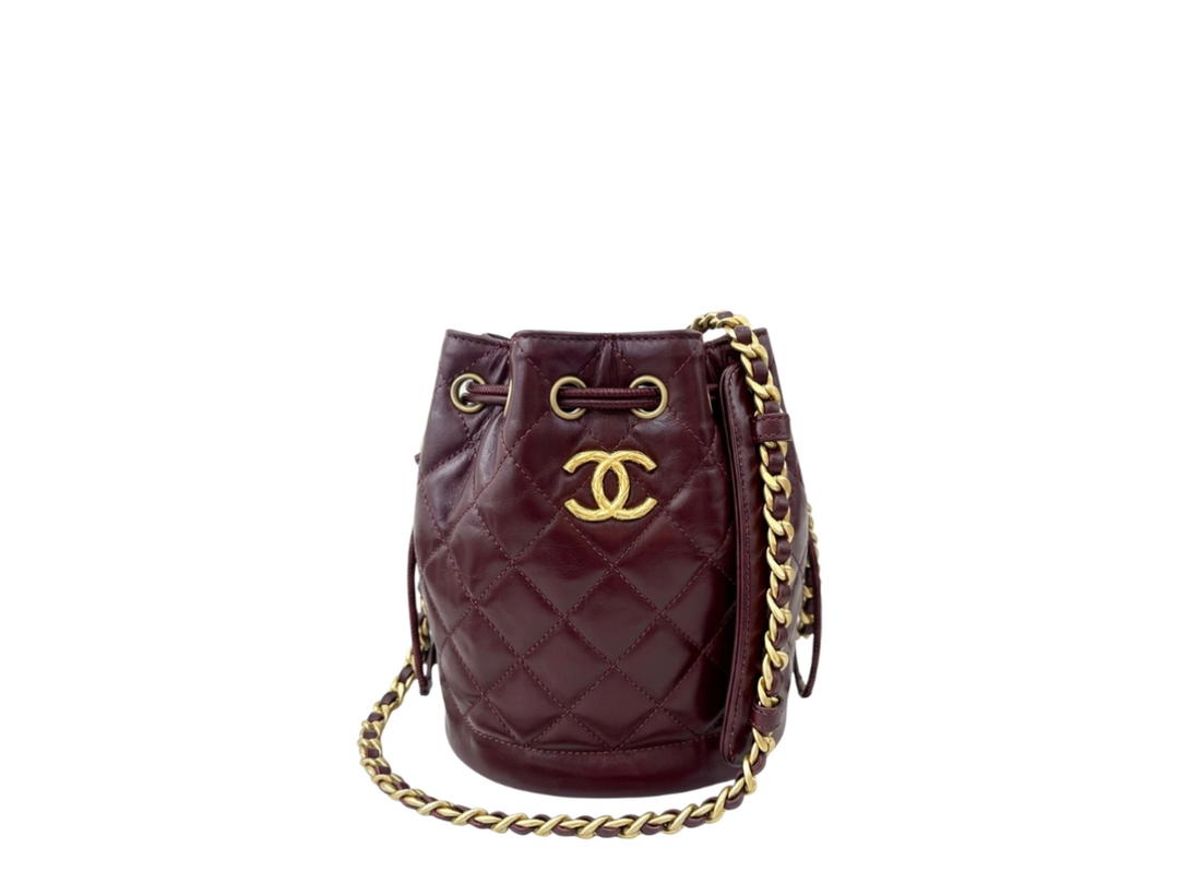 Chanel Chanel CC Drawstring Bucket Bag Burgundy