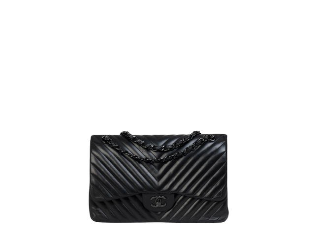 Chanel Chanel Classic Double Flap Lambskin Jumbo In Black Hardware With Black - view 1