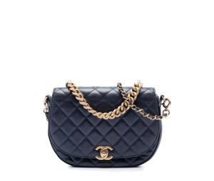 Buy Chanel CC Quilted Lambskin Chain Handle Half Moon Flap Satchel Blue at Sasom – Authentic and Ready to Ship