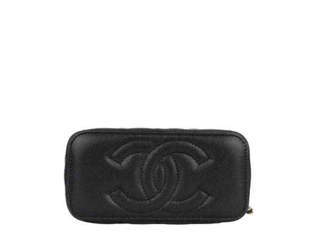 Chanel Chanel CC Top Handle Long Vanity Case With Chain In Black Shiny Caviar With Light Gold Hardware - view 4
