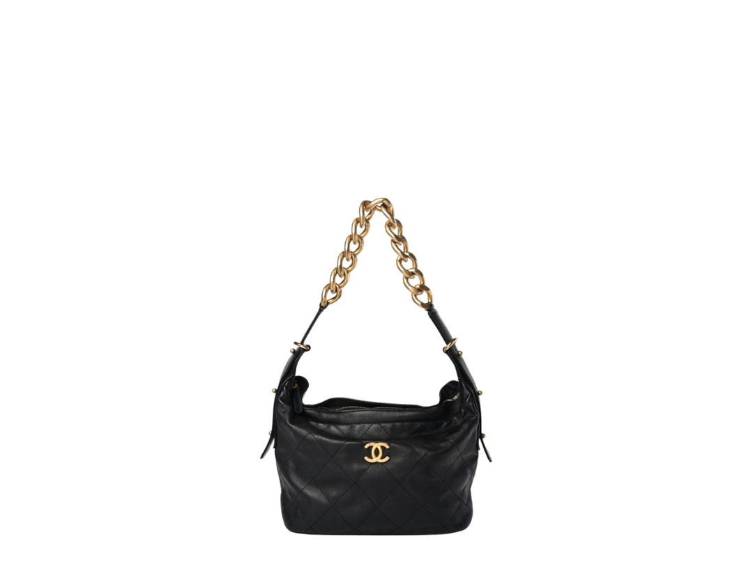 Chanel Chanel Daily Hobo In Black Calfskin With Gold Hardware